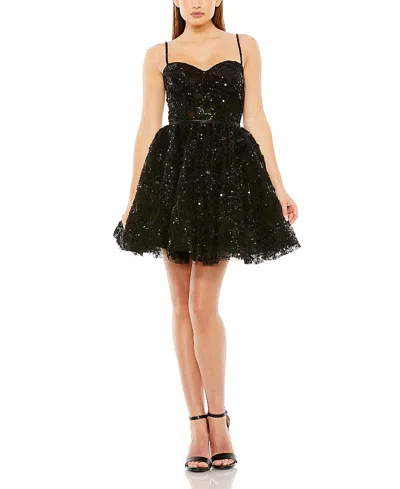MAC DUGGAL BEADED STRAP BUSTIER SEQUIN DETAIL MINI DRESS