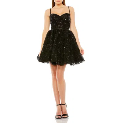 MAC DUGGAL MAC DUGGAL BEADED STRAP BUSTIER SEQUIN MINI DRESS