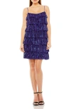 Mac Duggal Beaded Strap Sequin Ruffle Mini Dress In Cobalt