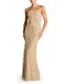 Mac Duggal Beaded Strapless Mermaid Gown With 3d Flowers In Neutral