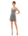 Mac Duggal Jeweled Spaghetti Strap Mini Dress In Black