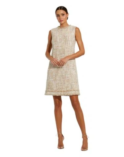 Mac Duggal Beaded Trim A-line Mini Shift Dress In Blush