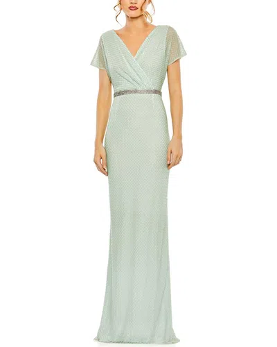MAC DUGGAL BEADED V-NECK GOWN