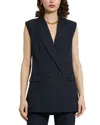 Mac Duggal Tailored Crepe Sleeveless Blazer Vest