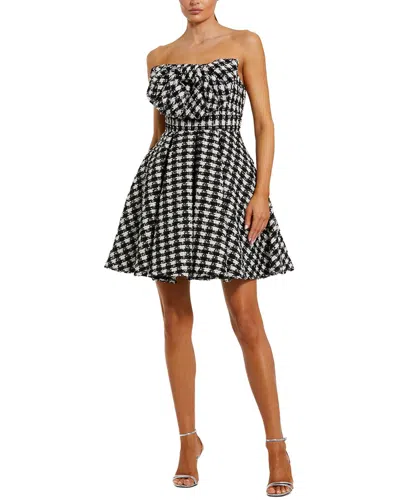 Mac Duggal Boucle Strapless Mini Dress With Bow In Black