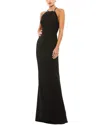 Mac Duggal Crystal Bow Halter Neck Column Gown