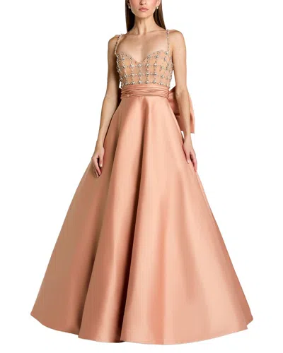 Mac Duggal Bow Long Dress In Pink
