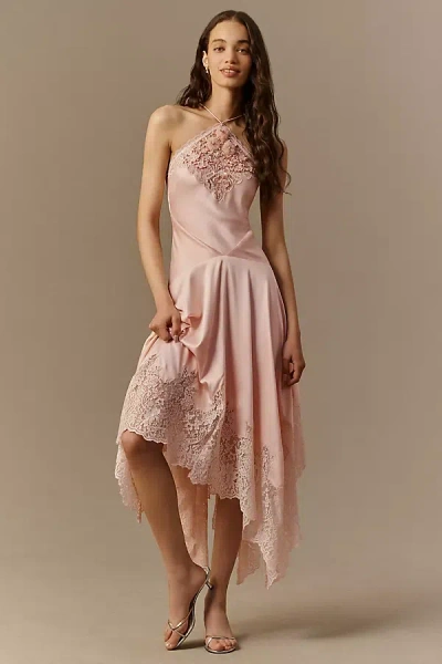 Mac Duggal Bow Maxi Slip Dress In Pink