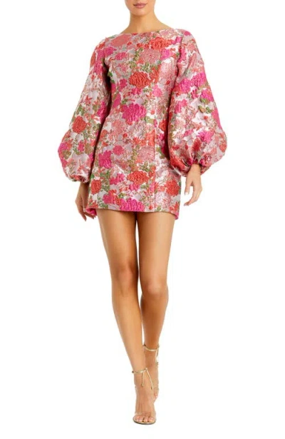 Mac Duggal Brocade Balloon Sleeve Fitted Mini Dress