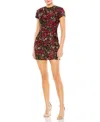 Mac Duggal Floral Brocade Cap Sleeve Fitted Dress In Multi