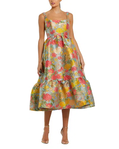 Mac Duggal Brocade Floral Midi Dress In Multi