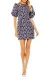 Mac Duggal 68619 Short Cocktail Floral Detail Mini Dress In Purple Multi