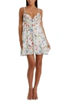 Mac Duggal Butterfly Print Ruffle Hem Mini Dress In White Multi