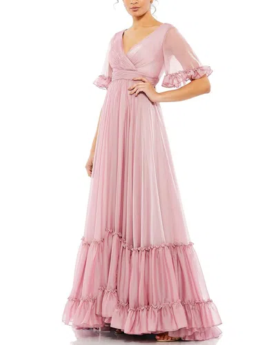 Mac Duggal Butterfly Ruffle Sleeve Gown In Pink