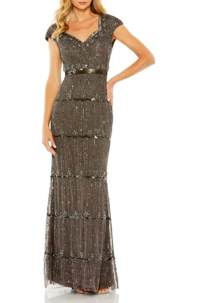 MAC DUGGAL MAC DUGGAL CAP SLEEVE EMBELLISHED COLUMN GOWN