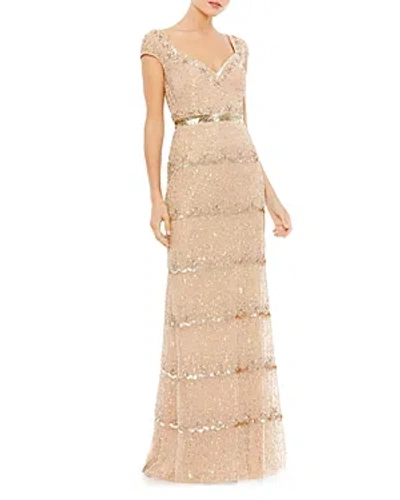 MAC DUGGAL CAP SLEEVE EMBELLISHED COLUMN GOWN