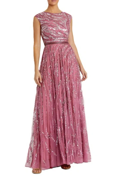 MAC DUGGAL MAC DUGGAL CAP SLEEVE EMBELLISHED EVENING GOWN
