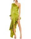 Mac Duggal Charmeuse Ruffled Asymmetrical Gown