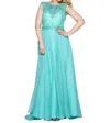 Mac Duggal Chiffon A-line Gown - Plus In Bright Mint In Multi