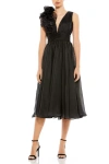 Mac Duggal Sleeveless Tea Length Dress In Black