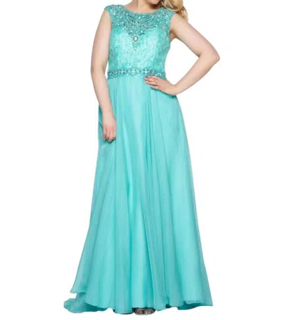 Mac Duggal Chiffon A-line Gown - Plus In Bright Mint In Green
