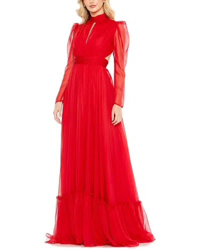 MAC DUGGAL CHIFFON LACE-UP GOWN
