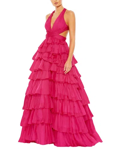 Mac Duggal Chiffon Layered Cut Out Ballgown In Fuchsia