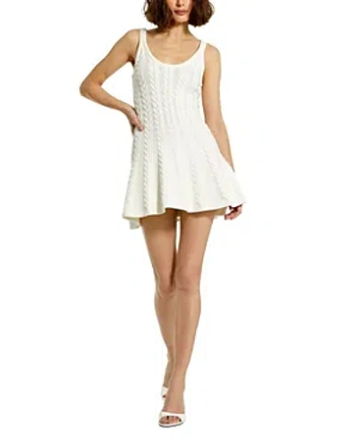 Mac Duggal Chunky Knit Thin Strap Flare Mini Dress In Cream