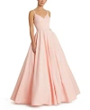 Mac Duggal V-neck Crepe Ballgown In Blush