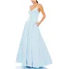 Mac Duggal V-neck Crepe Ballgown In Powder Blue