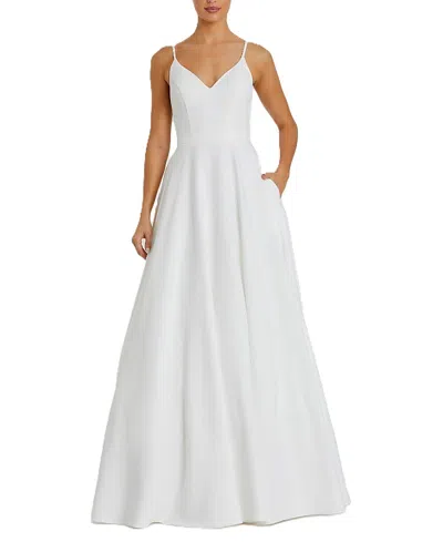 Mac Duggal Classic A-line V-neck Ballgown In White