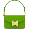 Mac Duggal Classic Leather Gold Plated Hardware Shoulder Bag In Pear