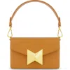 Mac Duggal Classic Leather Gold Plated Hardware Shoulder Bag In Toffee
