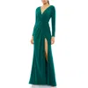 Mac Duggal Multicolor Gown In Emerald