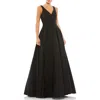Mac Duggal Classic Sleeveless A-line Gown With Pockets In Black
