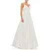 Mac Duggal V-neck Crepe Ballgown In White