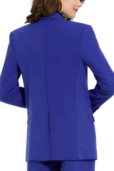 Mac Duggal Classic Tailored Crepe Blazer Jacket In Azure Blue