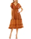 Mac Duggal Tea Length Ruffled Dress