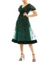Mac Duggal Embellished Butterfly Sleeve Velvet Hem Midi Dress