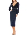 Mac Duggal Sequin Long Sleeve Body-con Midi Cocktail Dress