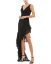 Mac Duggal Asymmetrical Ruffled V-neck Chiffon Dress