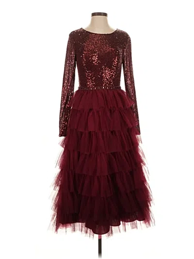 Pre-owned Mac Duggal Cocktail Dress In Burgundy