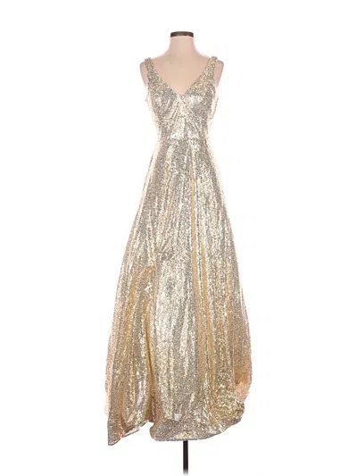 Pre-owned Mac Duggal Cocktail Dress In Gold
