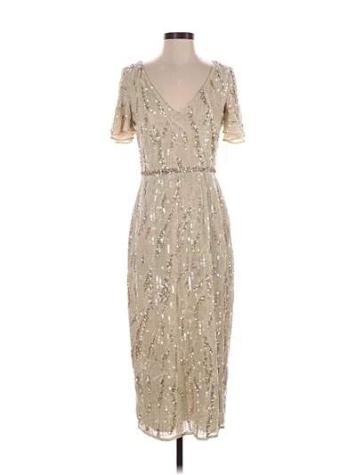 Pre-owned Mac Duggal Cocktail Dress In Gold