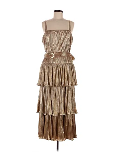Pre-owned Mac Duggal Cocktail Dress In Gold