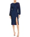 Mac Duggal Sequined Puff Sleeve High Neck Dress In Multi