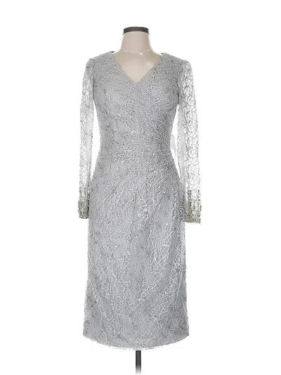 Pre-owned Mac Duggal Cocktail Dress In Silver