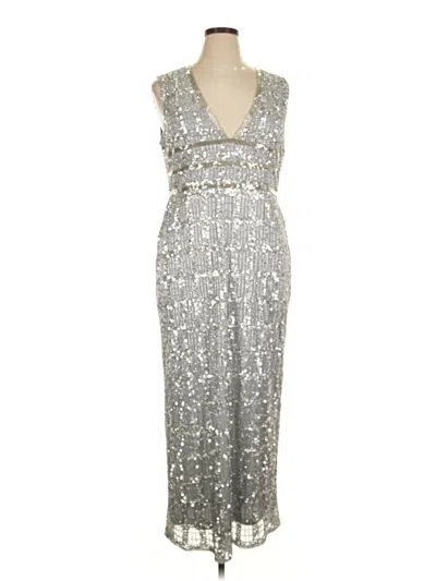Pre-owned Mac Duggal Cocktail Dress In Silver