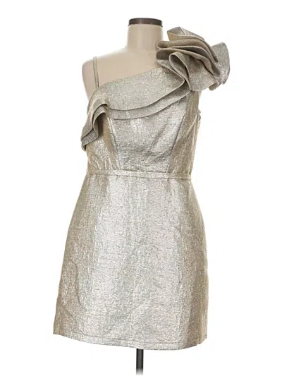 Pre-owned Mac Duggal Cocktail Dress In Silver