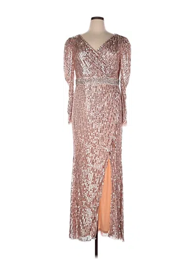 Pre-owned Mac Duggal Cocktail Dress In Tan